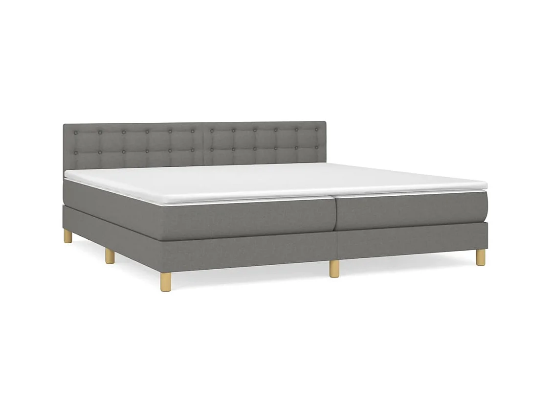 Lit à sommier tapissier avec matelas Gris foncé 200x200 Tissu 7