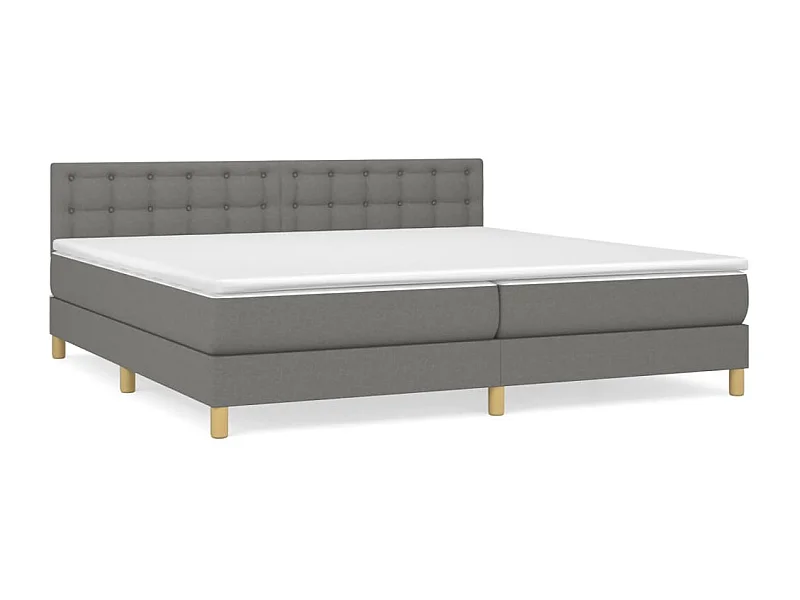 Lit à sommier tapissier avec matelas Gris foncé 200x200 Tissu 7