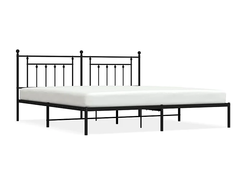 Cadre de lit métal avec tête de lit noir 193x203