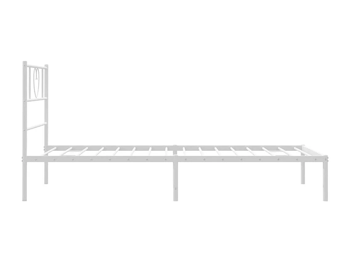 Cadre de lit métal avec tête de lit blanc 107x203