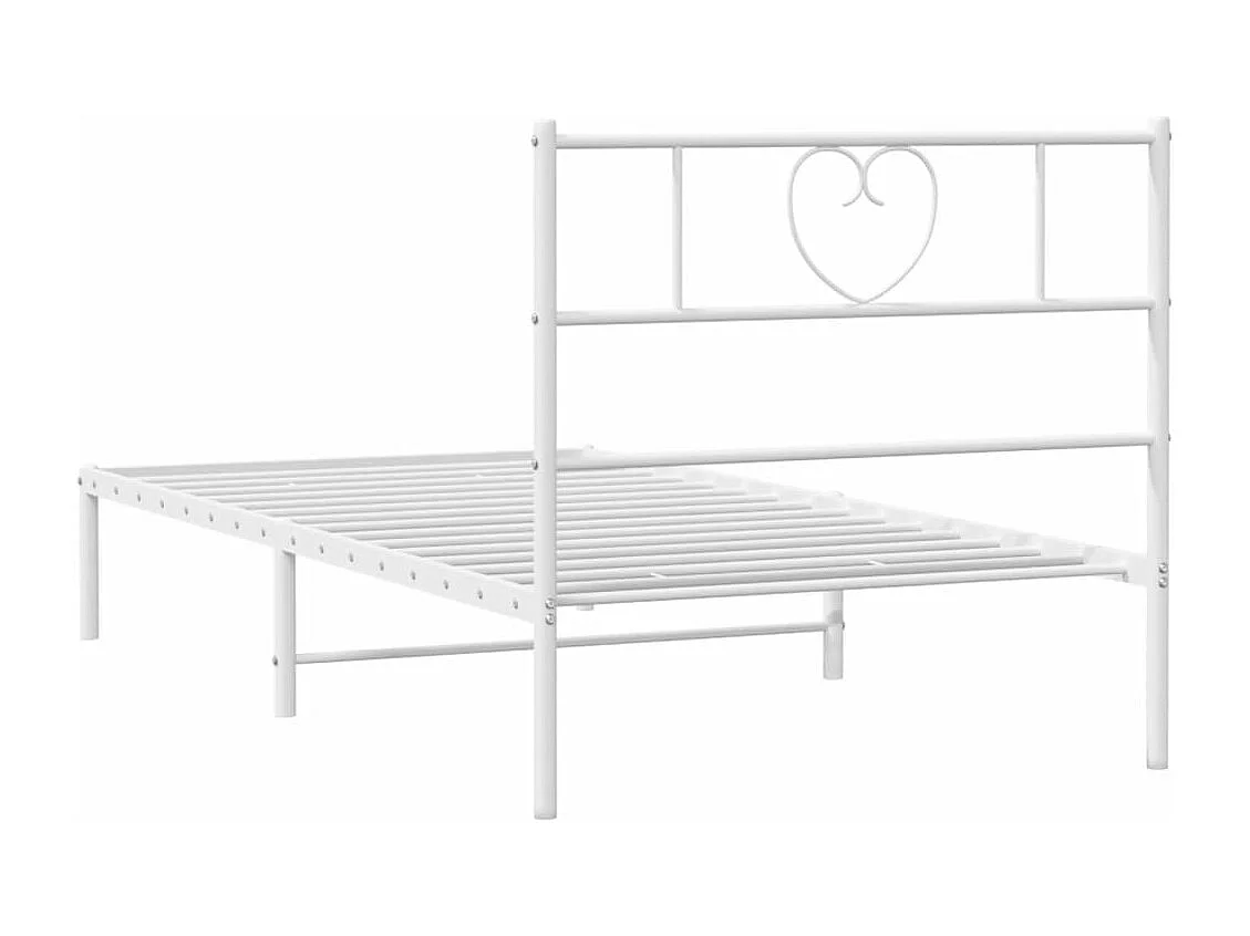 Cadre de lit métal avec tête de lit blanc 107x203