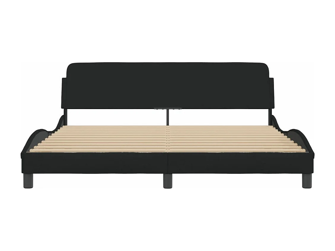 Cadre de lit avec tête de lit Noir 180x200 Tissu