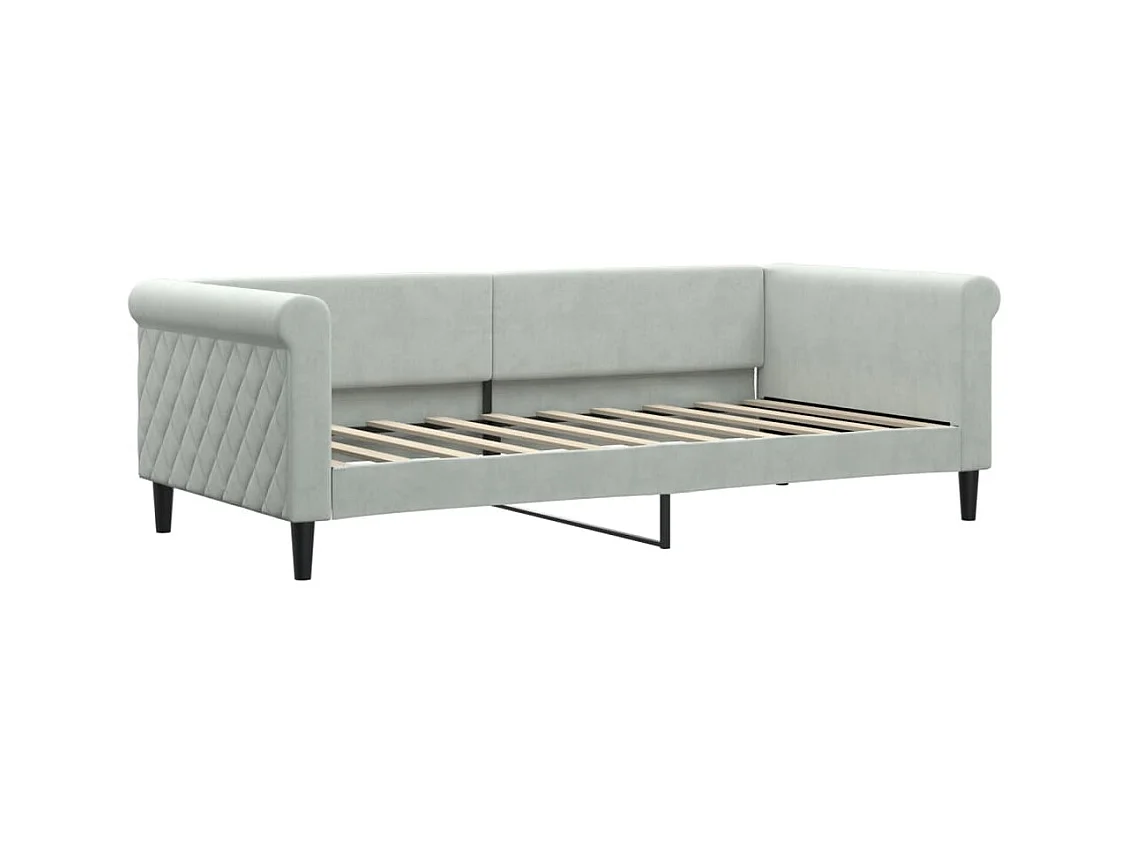 Lit de repos gris clair 90x190 velours