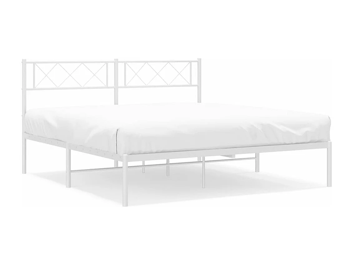 Cadre de lit métal avec tête de lit blanc 120x190