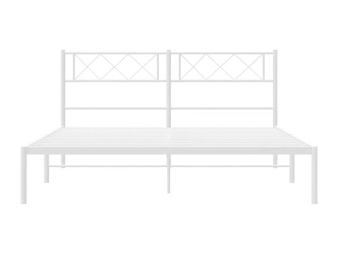 Cadre de lit métal avec tête de lit blanc 120x190