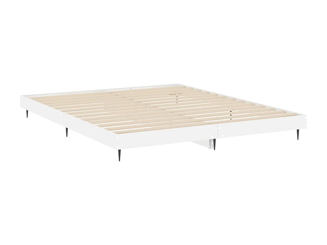 Cadre de lit blanc brillant 200x200 bois d'ingénierie