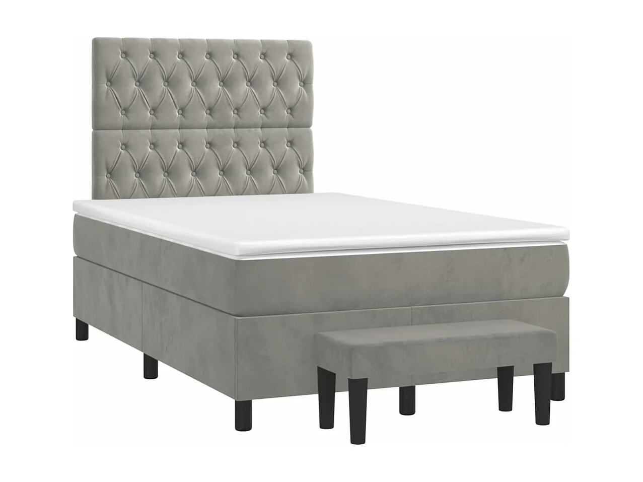 Sommier à lattes de lit et matelas gris clair 120x190 velours
