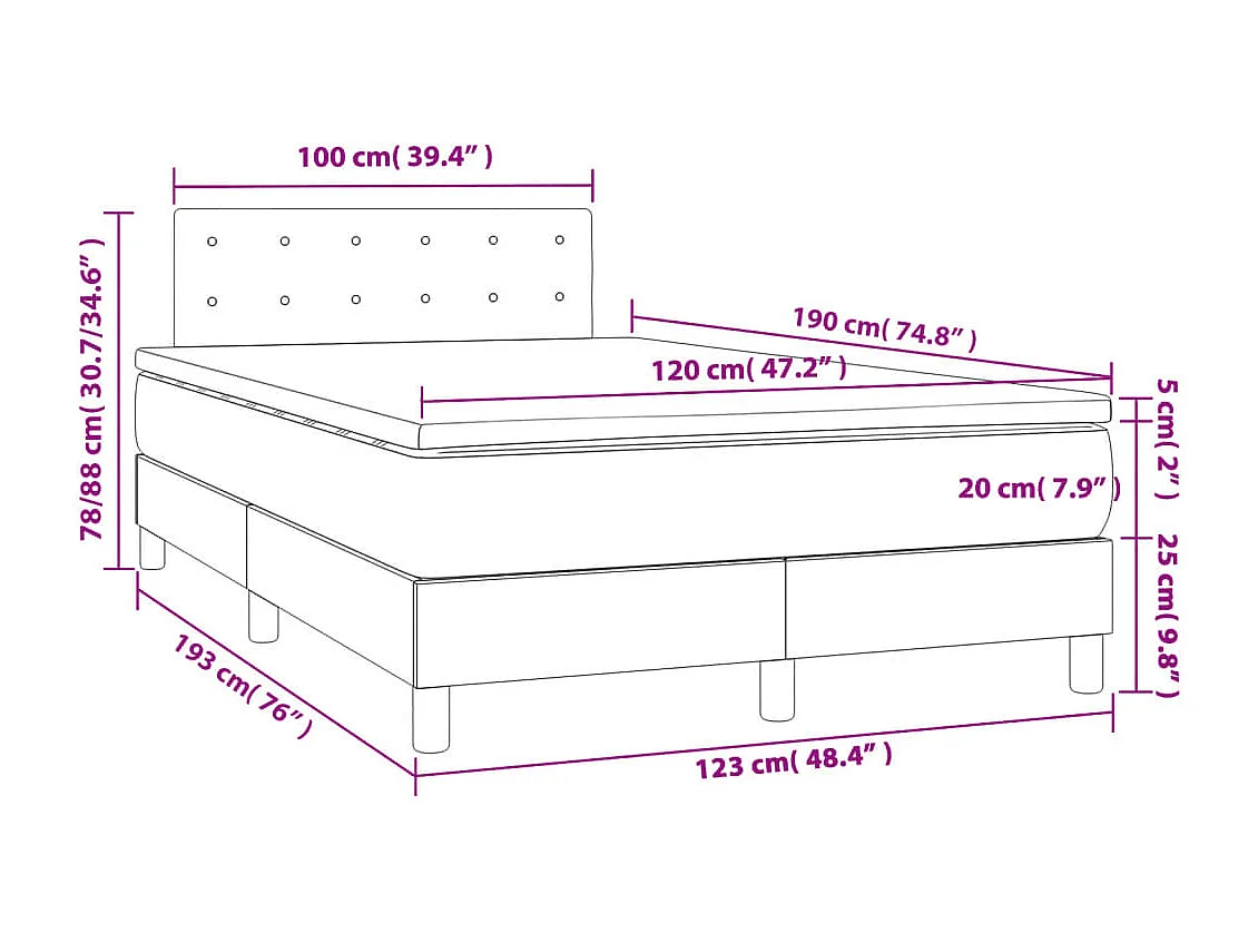 Sommier à lattes de lit avec matelas noir 120x190 tissu