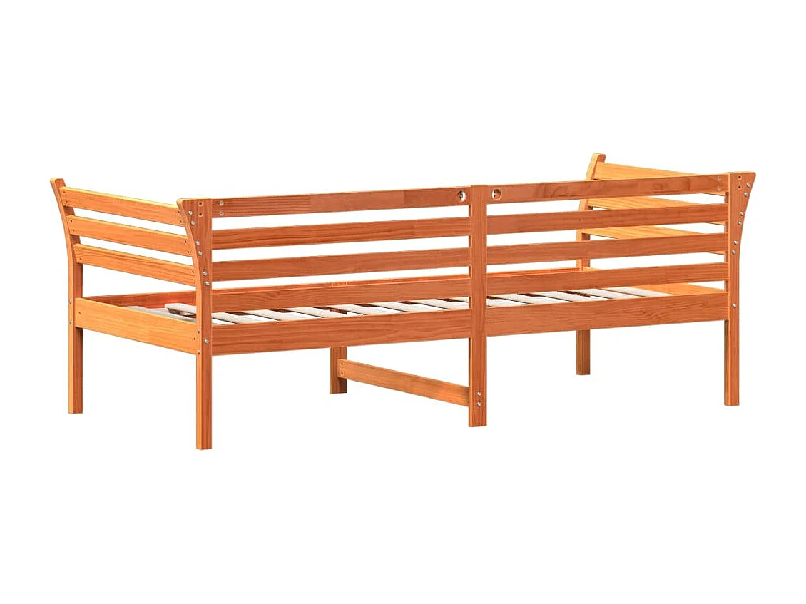 Lit de jour marron 90x190 bois de pin massif