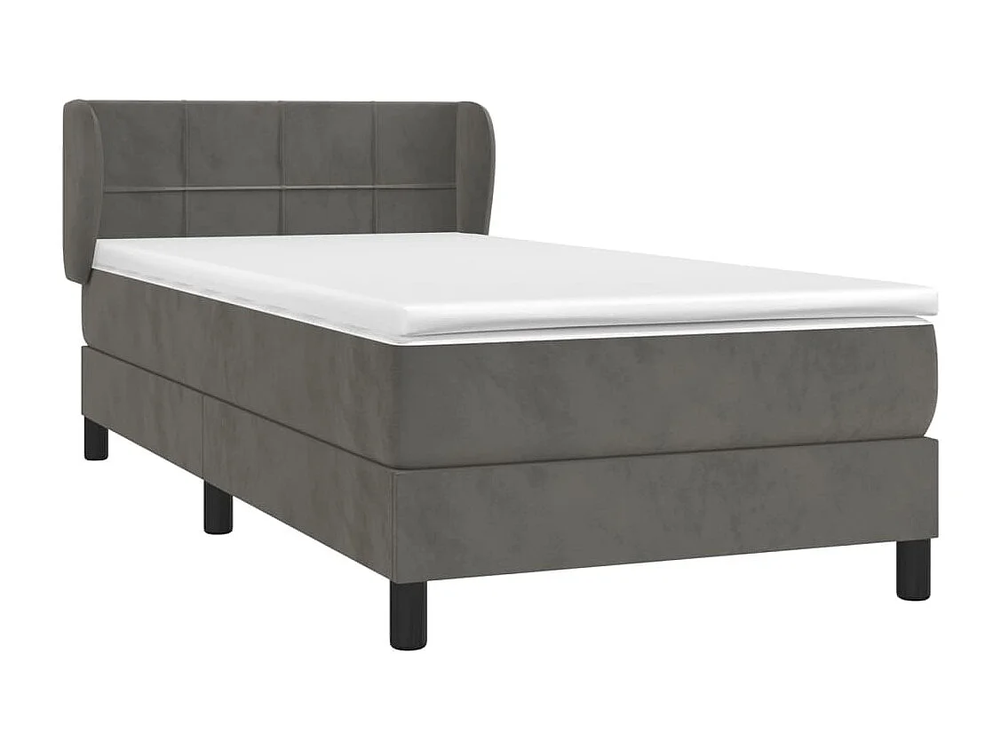 Sommier à lattes de lit et matelas Gris foncé 80x200 Velours