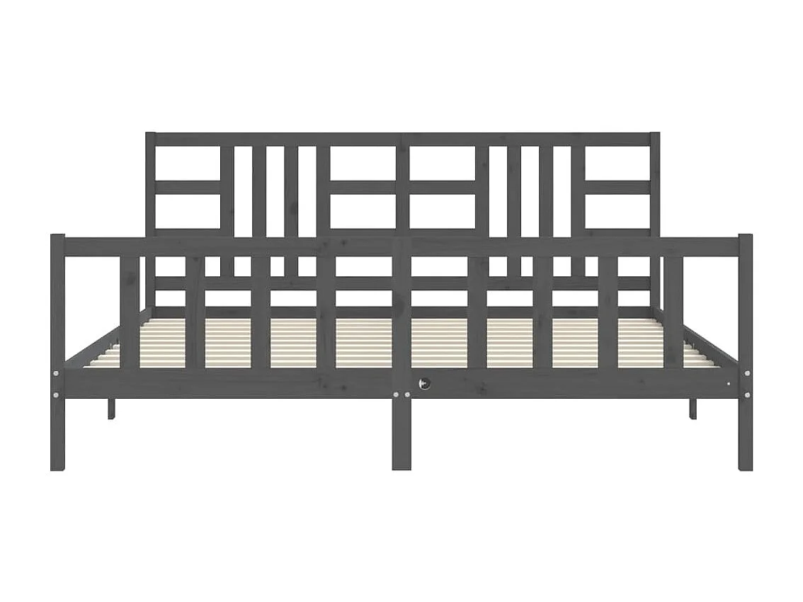 Cadre de lit avec tête de lit gris 200x200 bois massif