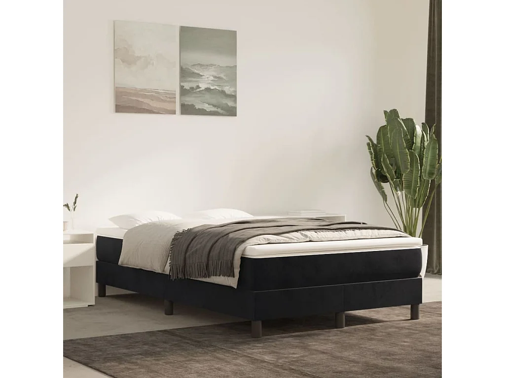 Sommier à lattes de lit avec matelas noir 120x190 velours
