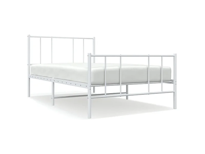 Cadre de lit métal avec tête de lit-pied de lit blanc 90x200