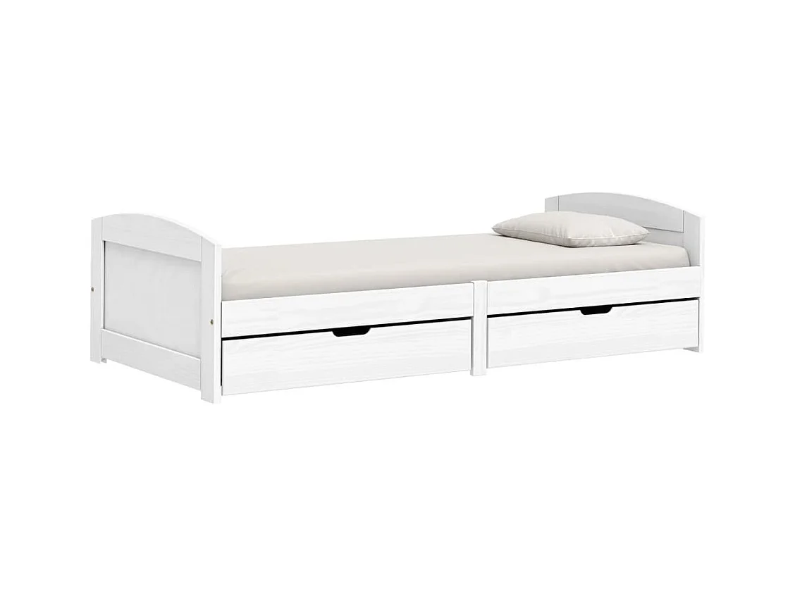 Lit de jour avec 2 tiroirs IRUN blanc 90x200 bois pin massif
