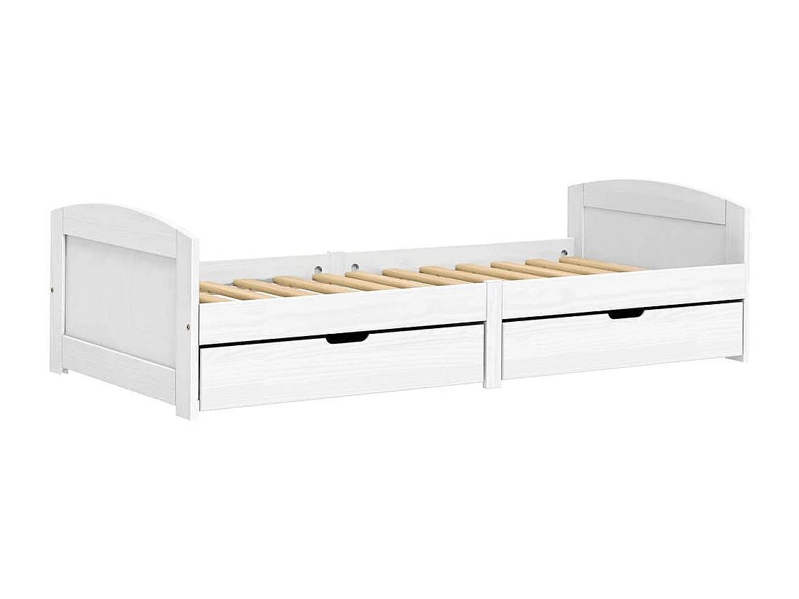 Lit de jour avec 2 tiroirs IRUN blanc 90x200 bois pin massif