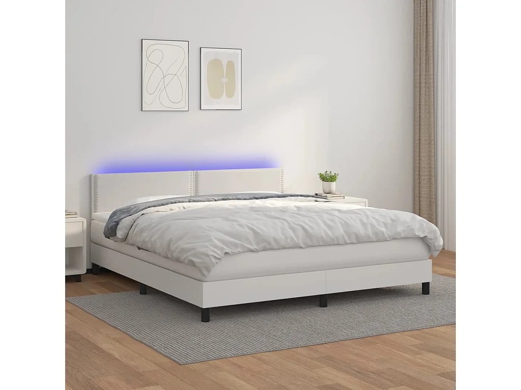 Sommier à lattes de lit avec matelas et LED Blanc 180x200