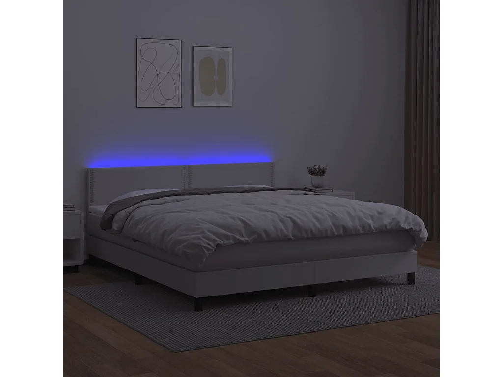 Sommier à lattes de lit avec matelas et LED Blanc 180x200