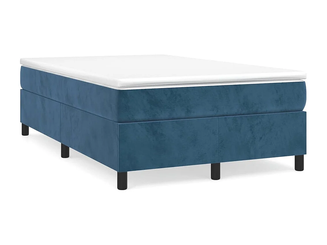 Sommier à lattes de lit et matelas bleu foncé 120x190 velours