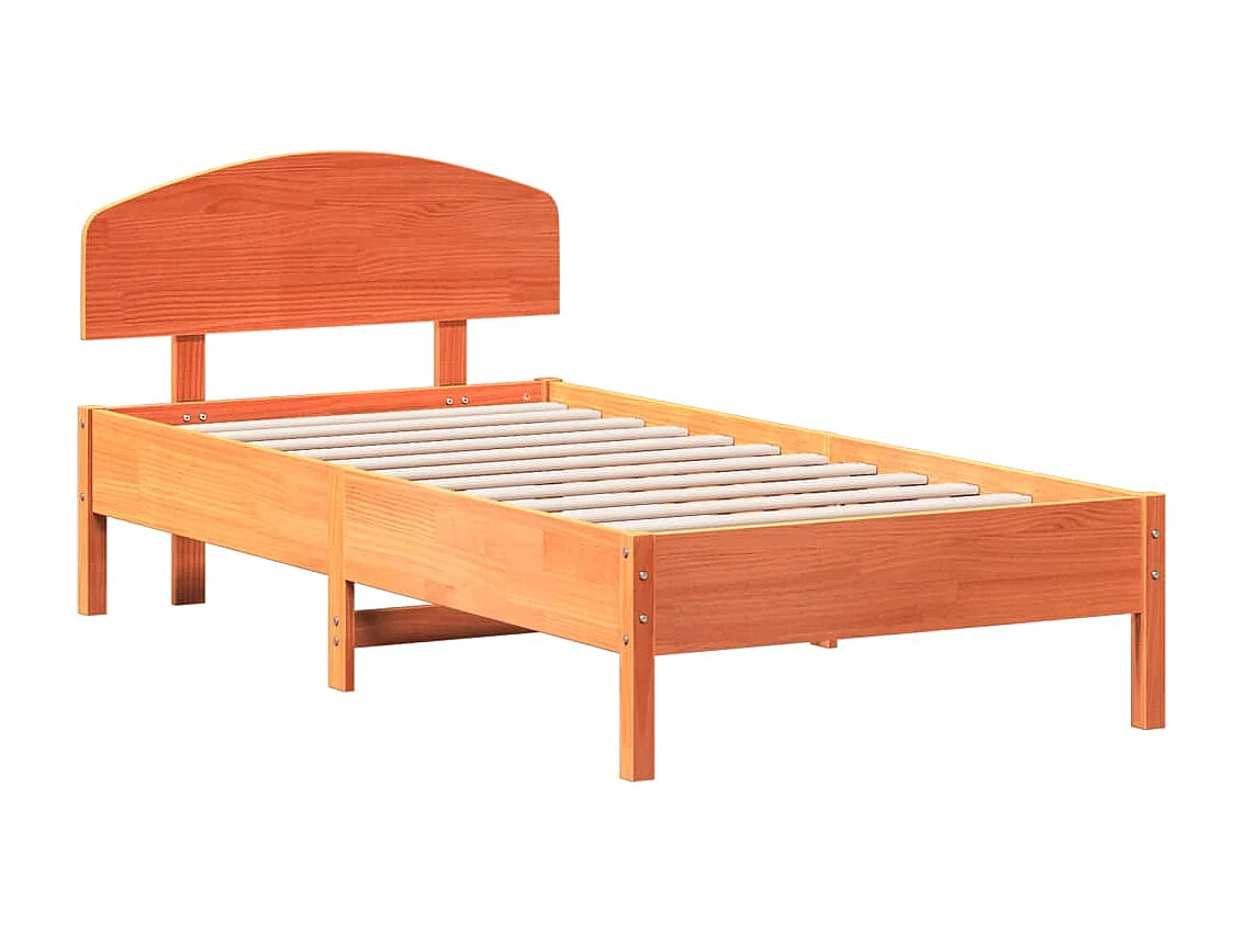 Cadre de lit avec tête de lit cire marron 90x190 bois de pin