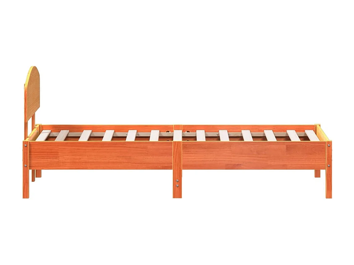 Cadre de lit avec tête de lit cire marron 90x190 bois de pin