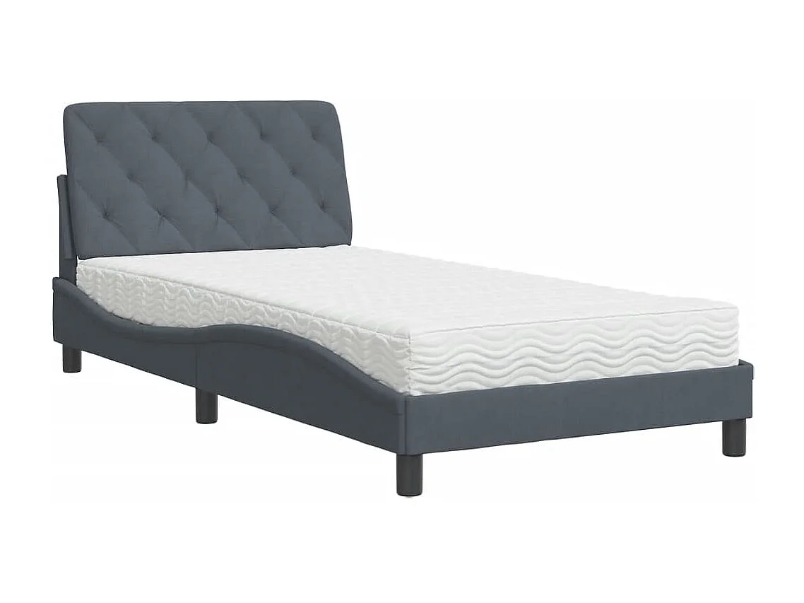 Lit avec matelas gris foncé 100x200 velours
