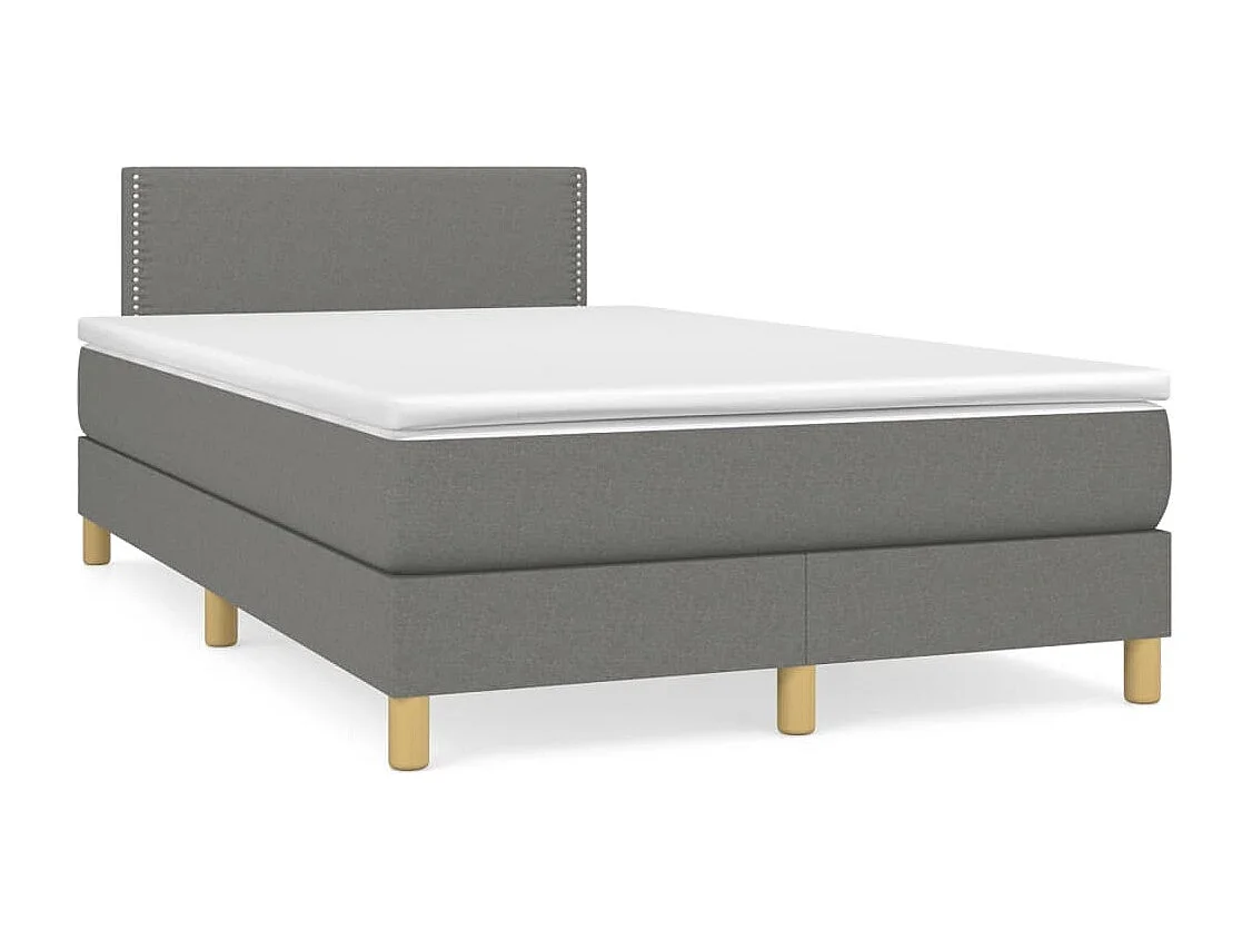 Sommier à lattes de lit avec matelas gris foncé 120x190 tissu