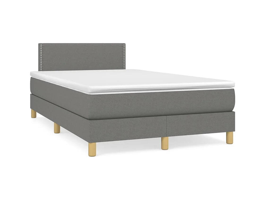 Sommier à lattes de lit avec matelas gris foncé 120x190 tissu