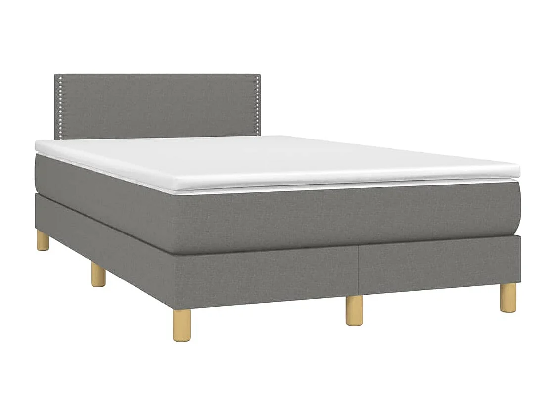 Sommier à lattes de lit avec matelas gris foncé 120x190 tissu