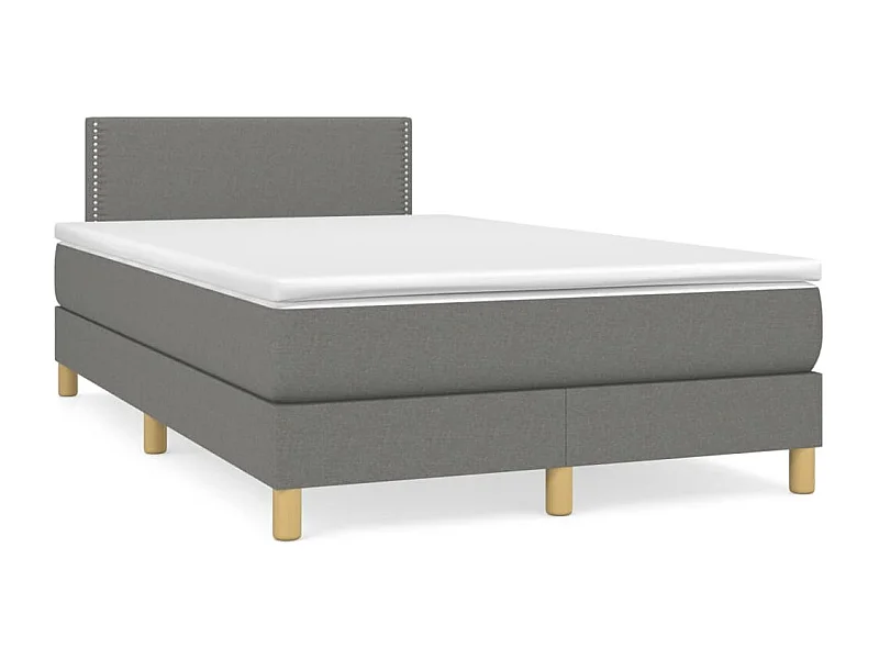 Sommier à lattes de lit avec matelas gris foncé 120x190 tissu