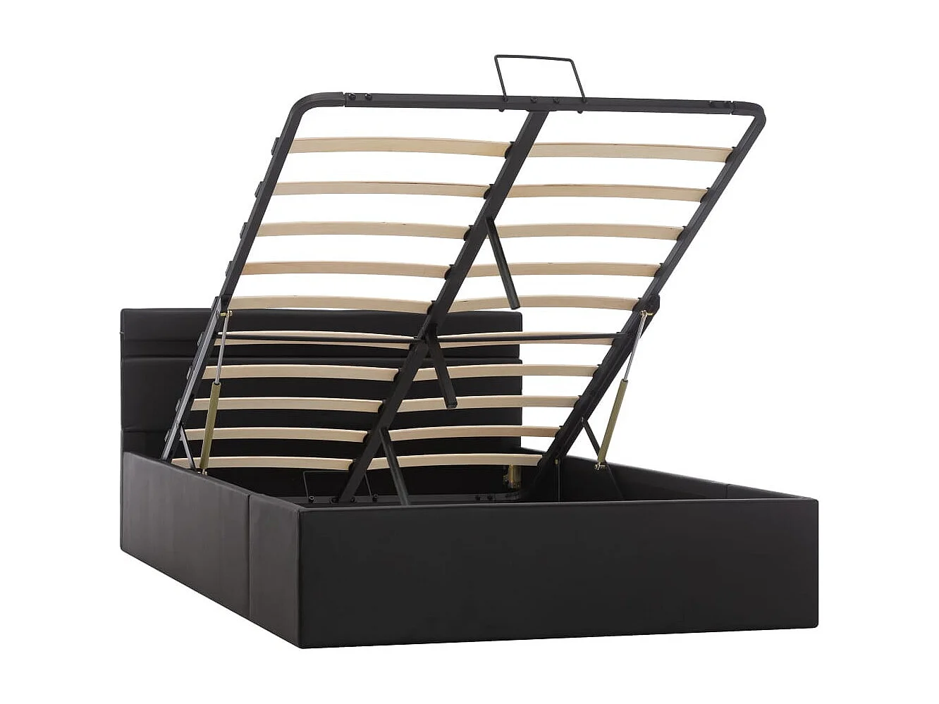 Lit à rangement avec LED Noir Similicuir 120x200