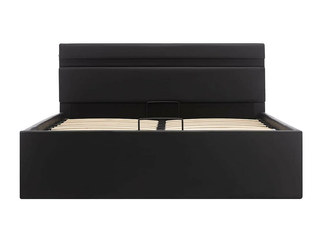 Lit à rangement avec LED Noir Similicuir 120x200