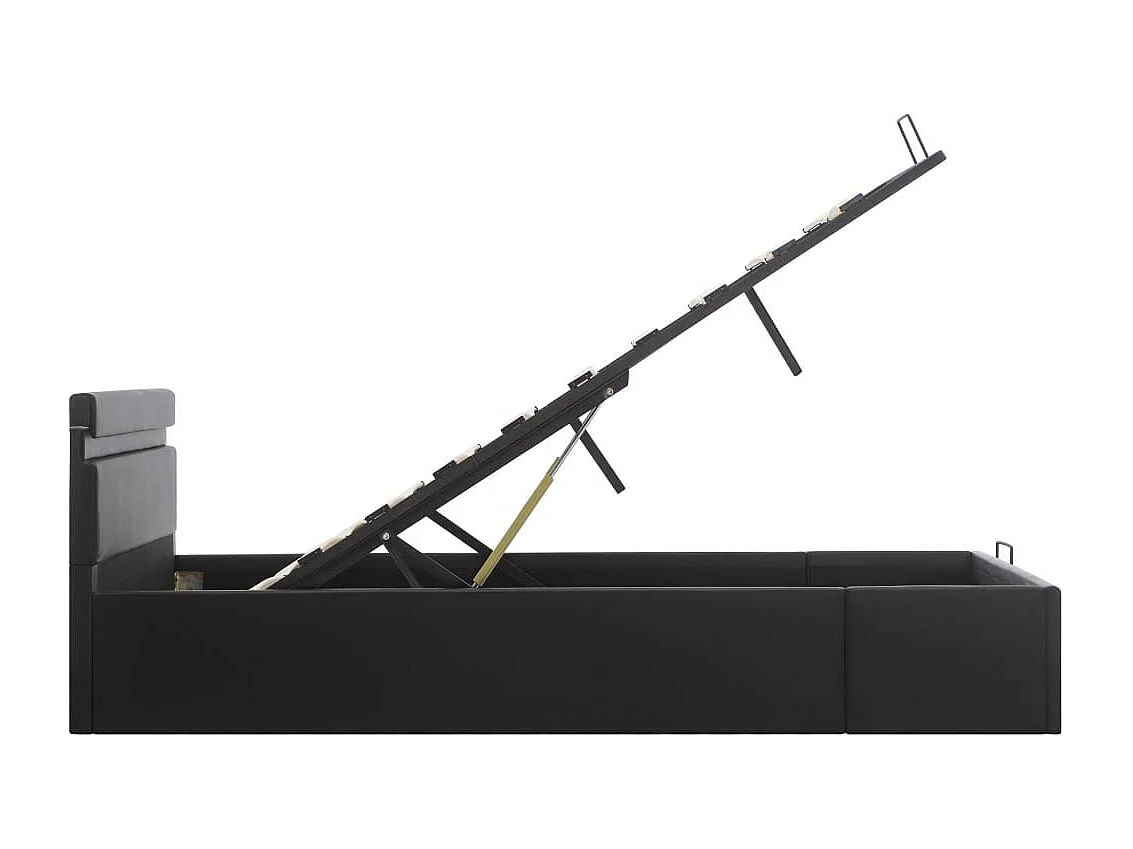 Lit à rangement avec LED Noir Similicuir 120x200