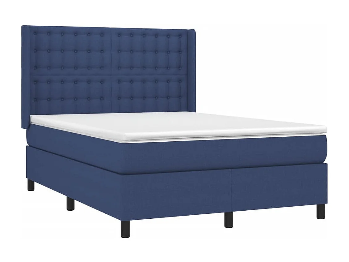 Lit à sommier tapissier avec matelas et LED Bleu 140x190 Tissu