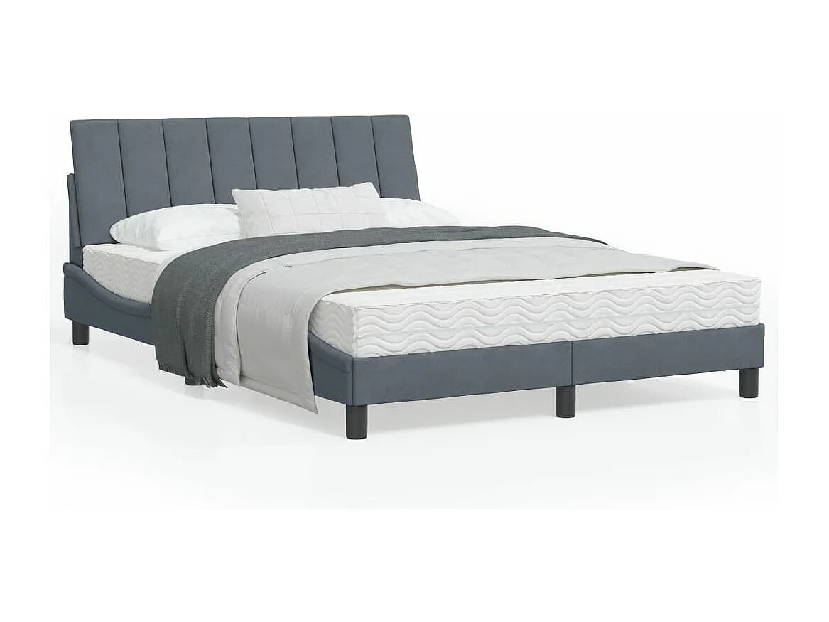 Cadre de lit avec lumières LED gris foncé 120x200 velours
