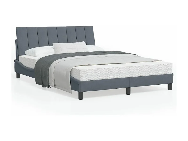 Cadre de lit avec lumières LED gris foncé 120x200 velours