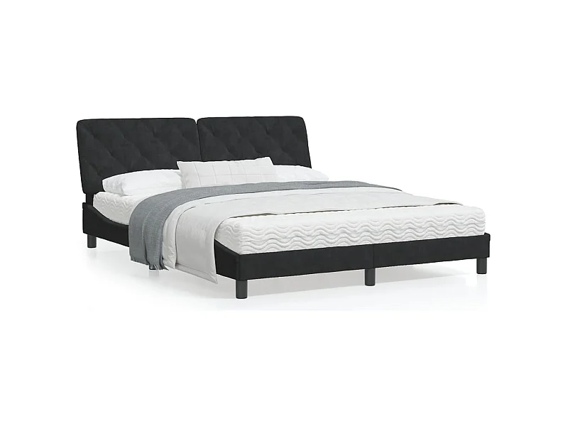 Lit avec matelas noir 160x200 velours
