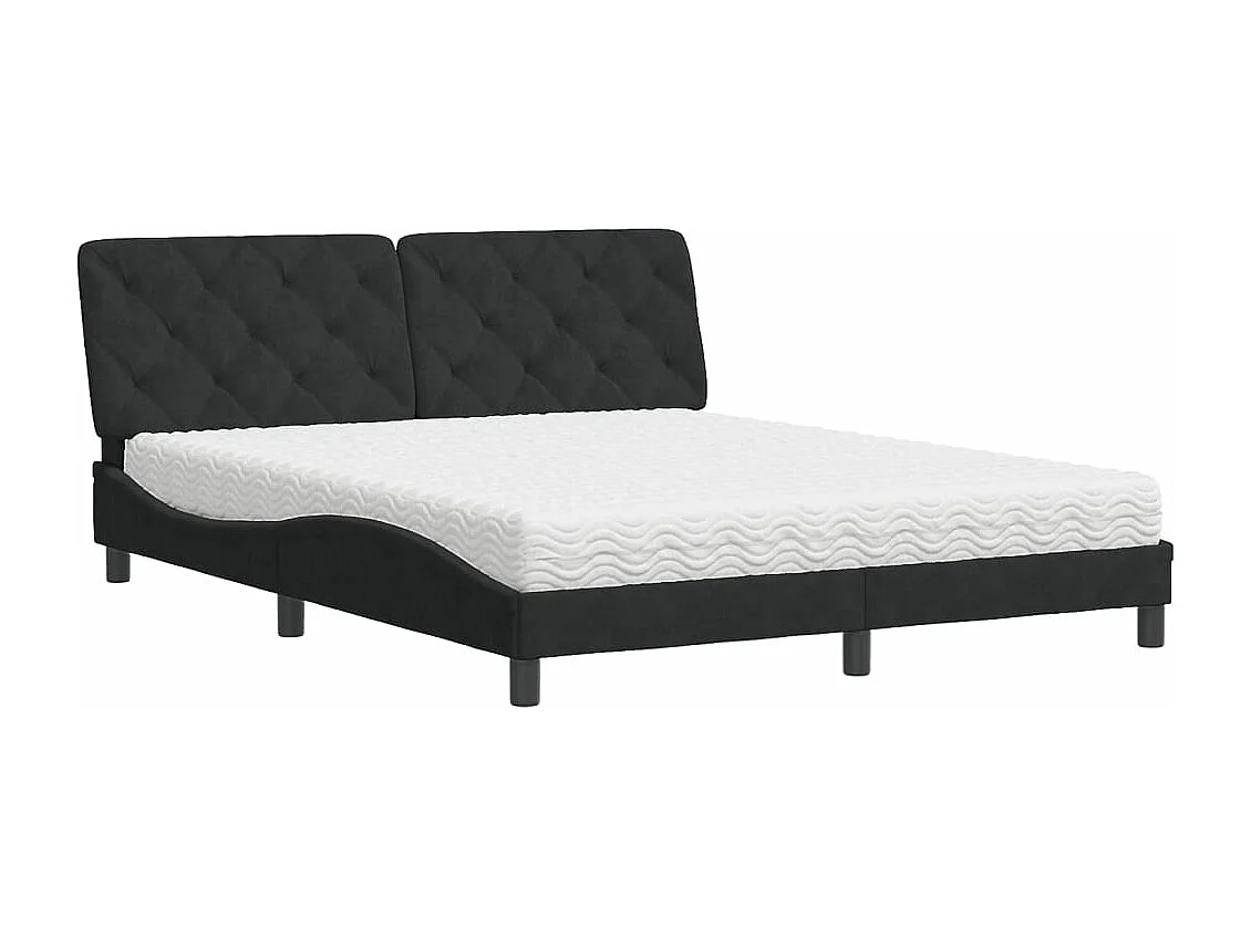 Lit avec matelas noir 160x200 velours