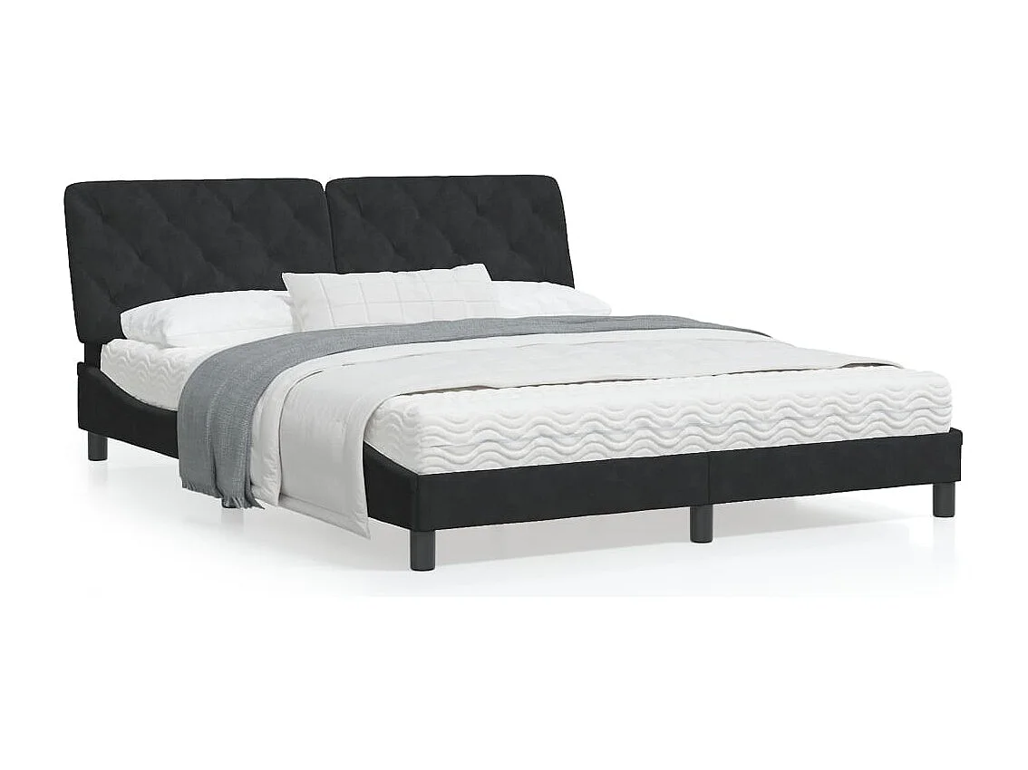 Lit avec matelas noir 160x200 velours
