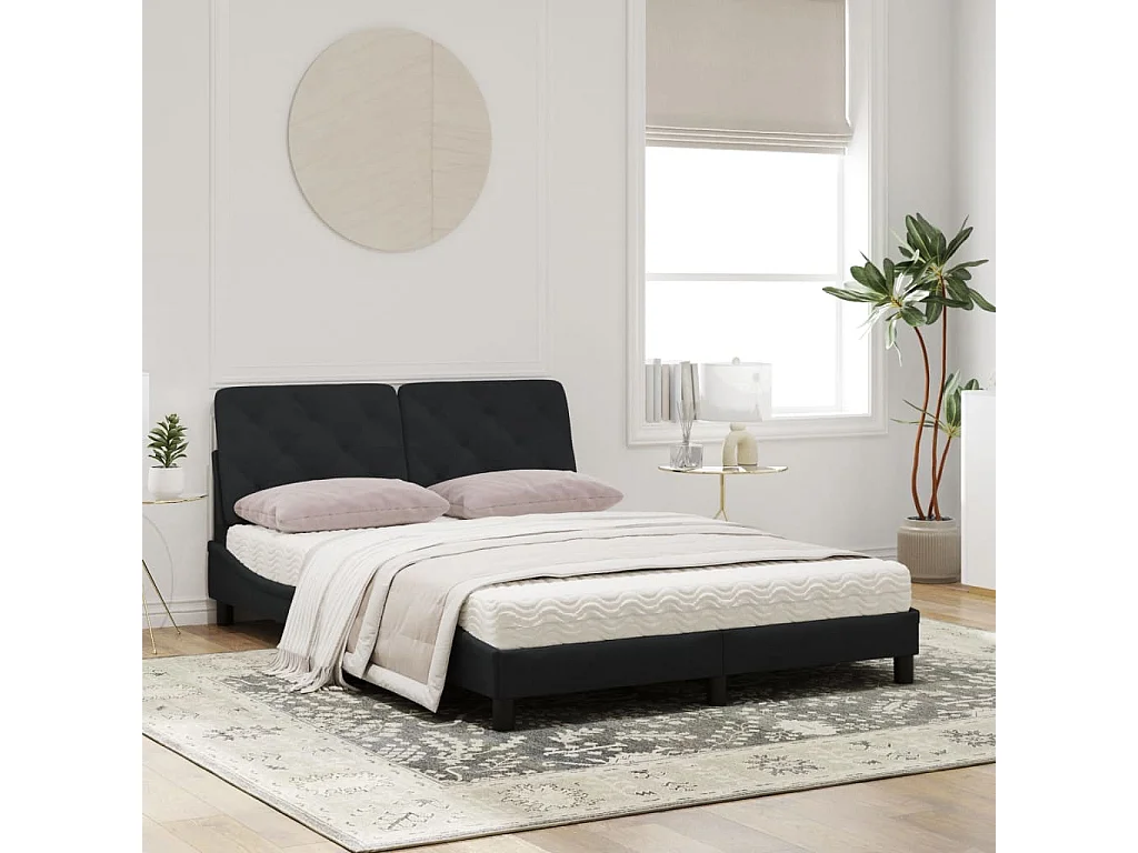 Lit avec matelas noir 160x200 velours