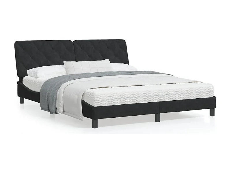 Lit avec matelas noir 160x200 velours
