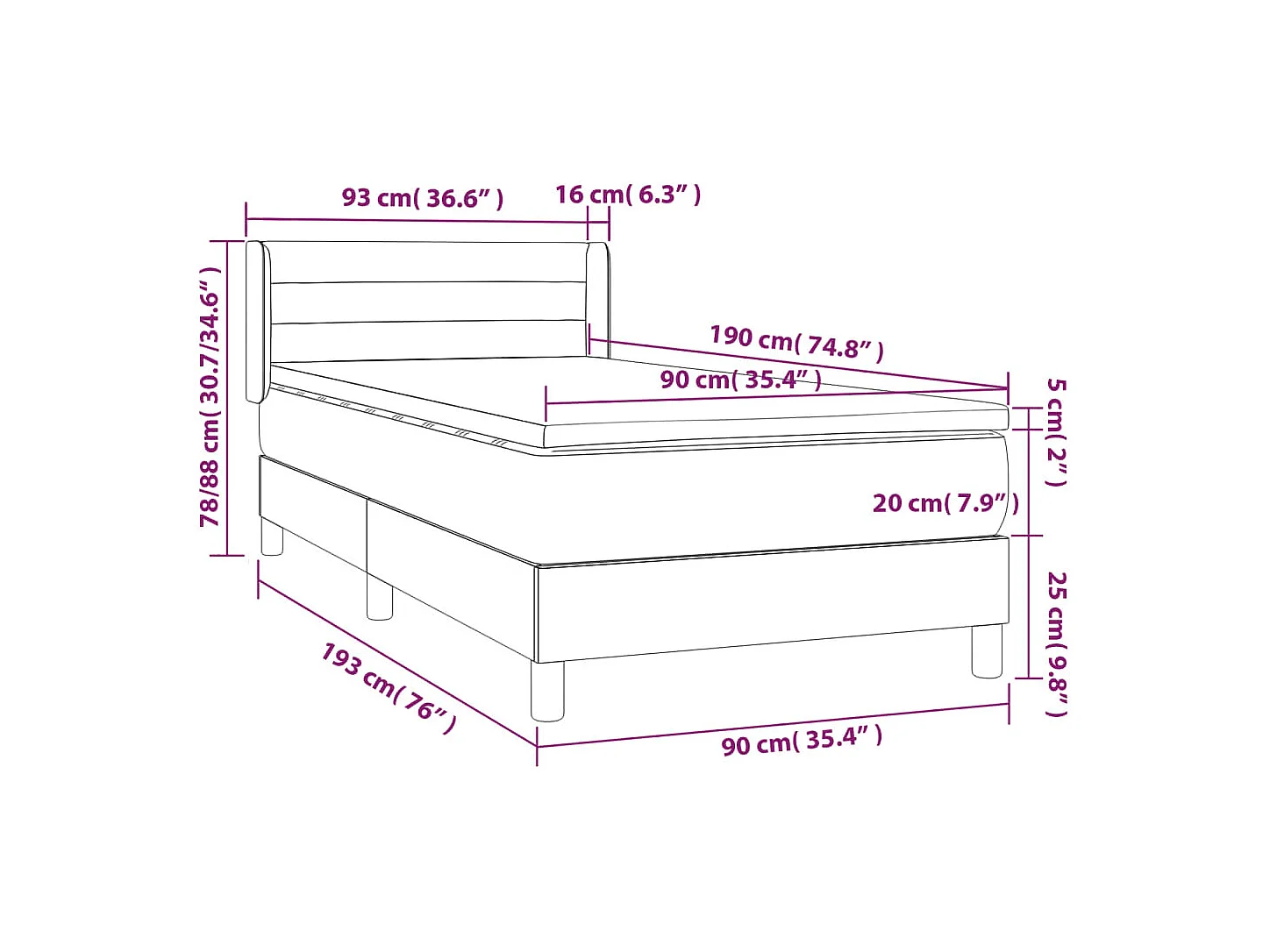 Sommier à lattes de lit avec matelas Marron foncé 90x190