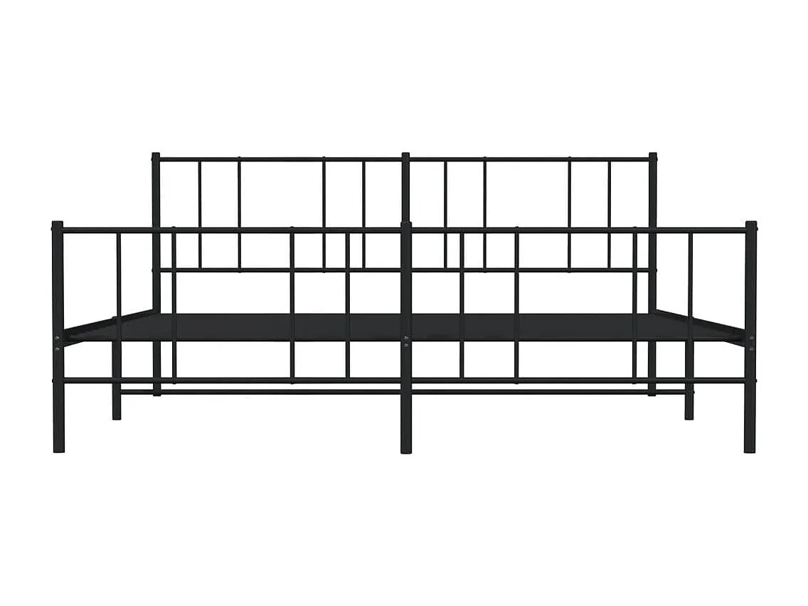 Cadre de lit métal avec tête de lit-pied de lit noir 193x203