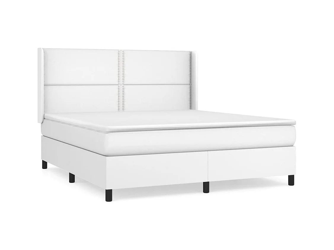 Sommier à lattes de lit avec matelas Blanc 160x200 Similicuir
