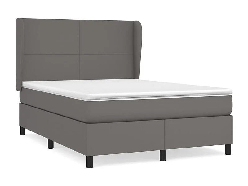 Sommier à lattes de lit avec matelas Gris 140x190 Similicuir