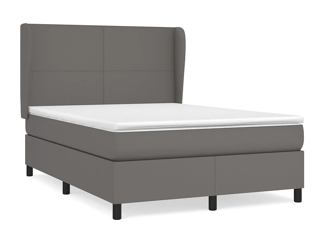 Sommier à lattes de lit avec matelas Gris 140x190 Similicuir