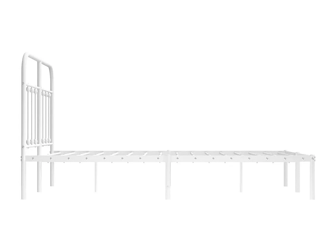 Cadre de lit métal avec tête de lit blanc 120x200