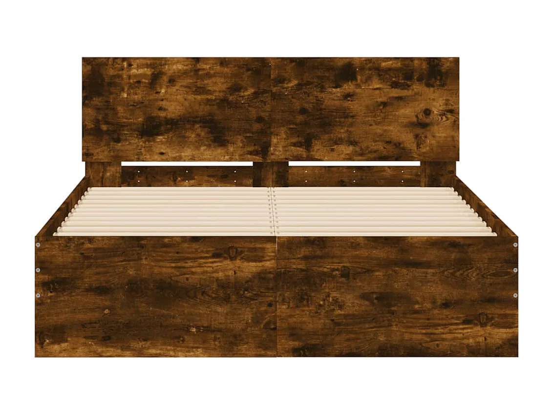 Cadre de lit avec tête de lit chêne fumé 120x200