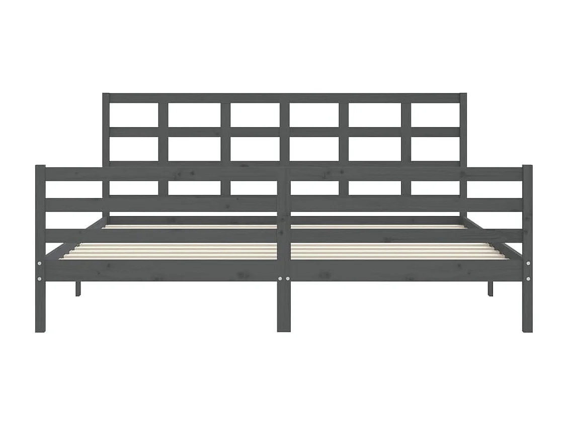 Cadre de lit avec tête de lit gris 200x200 bois massif