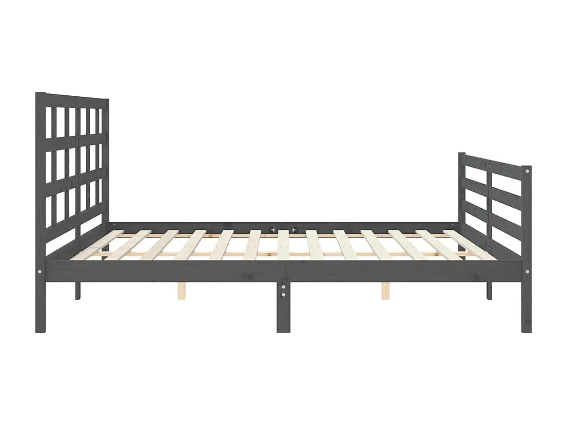 Cadre de lit avec tête de lit gris 200x200 bois massif