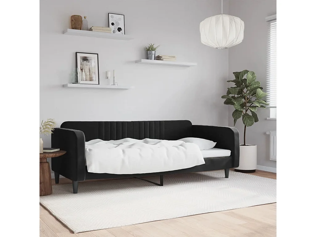 Lit de repos noir 100x200 velours